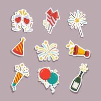 Set of New Year Stickers vector