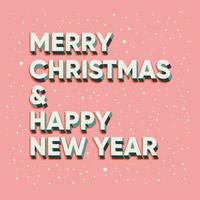 Merry Christmas and Happy New Year text lettering vector