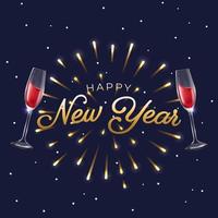 Two Glasses of Wine For Celebrate New Year vector