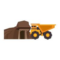 Mining vehicle machinery isolated sideview vector