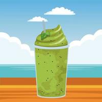 Tropical fruit smoothie drink vector