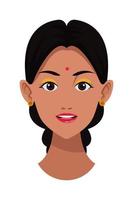 avatar de rostro de mujer india vector