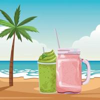 Tropical fruit smoothie drink vector