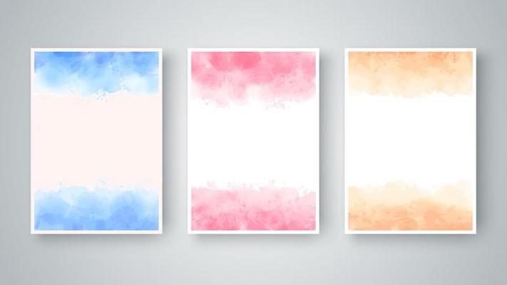 Colorful watercolor abstract texture set