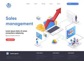 Sales management isometric landing page vector