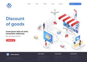 Discount of goods isometric landing page vector