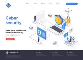 Cyber security isometric landing page vector