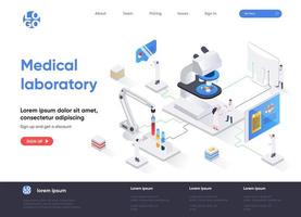 Medical laboratory isometric landing page vector