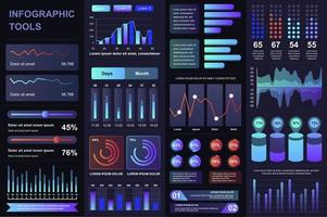 paquete de elementos de infografía ui, ux, kit vector