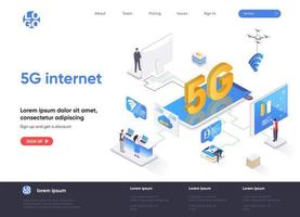 5G internet isometric landing page vector