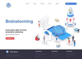 Brainstorming isometric landing page vector