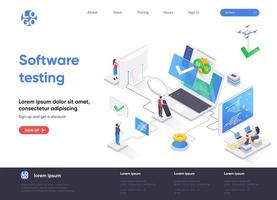 Software testing isometric landing page vector