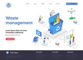 Waste management isometric landing page vector