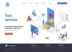 Taxi service isometric landing page