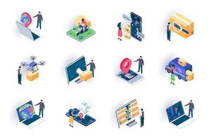 Delivery service isometric icons set