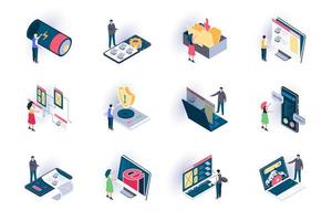 User interface isometric icons set vector