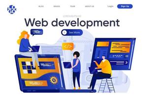 Web development flat landing page vector