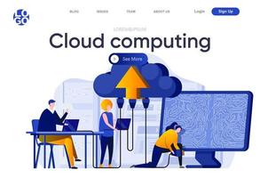 Cloud computing flat landing page vector