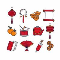 New Year Thin Line Icons vector