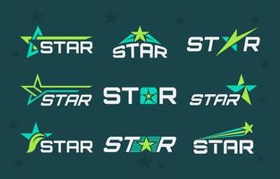 paquete de logo verde estrella plana vector