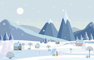 paisaje de pueblo en temporada de invierno vector