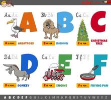 Alphabet letters for children from A to F vector