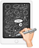 Hand drawing space element on tablet vector