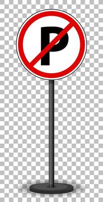 Red traffic sign on transparent background