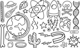 Different doodle strokes about science equipment isolated on white background vector