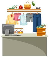 Interior design of cloth shop isolated vector