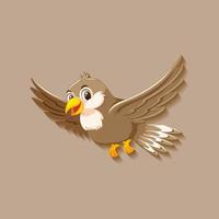 Cute sparrow bird cartoon character vector