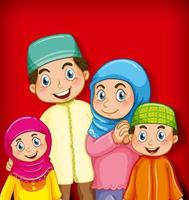 Muslim family member on cartoon character colour gradient background vector