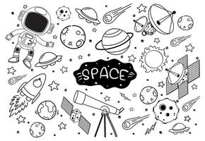 Space element in doodle or sketch style isolated on white background vector