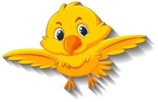 Cute yellow bird cartoon character vector