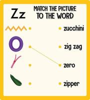 Match the picture to the word worksheet for children vector