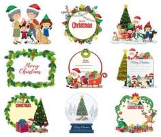 Set of blank Christmas postcard and logo isolated vector