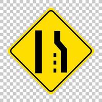 Yellow traffic warning sign on transparent background vector