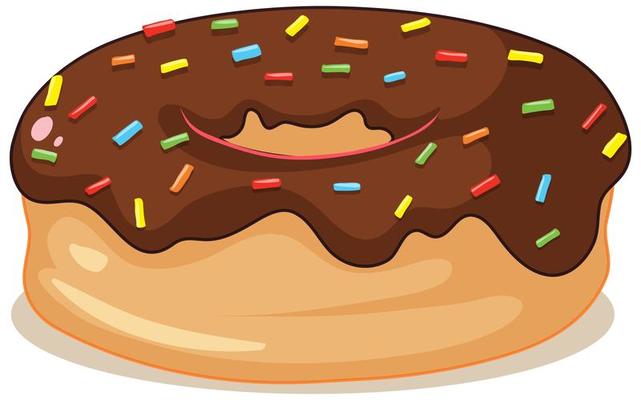 Chocolate donut isolated on white background