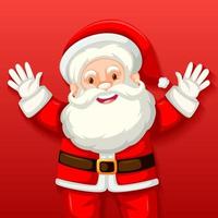 Cute Santa Claus cartoon character on red background vector