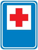 Hospital red cross traffic sign isolated on white background vector