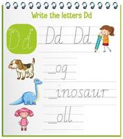 English alphabet tracing worksheets vector