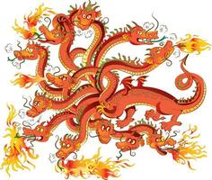 Dragon with twelve heads vector