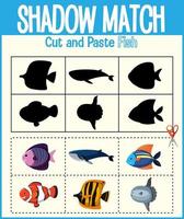 Find the correct shadow, shadow match worksheet for kindergarten student vector