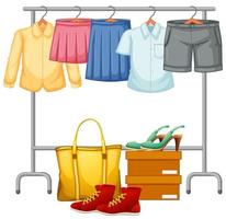 Isolated clothes on the rack display vector