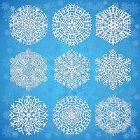 copos de nieve sobre fondo azul abstracto vector