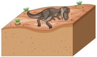 Soil layers with dinosaur on top vector