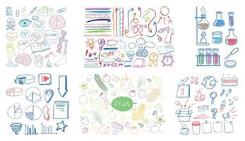 Set of colorful object and symbol hand drawn doodle on white background vector