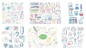 Set of colorful object and symbol hand drawn doodle on white background vector