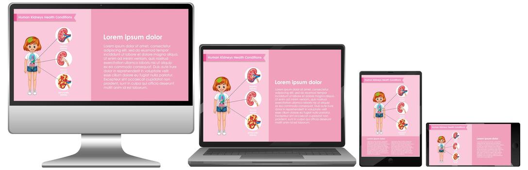 Computer with science infographic  on screen desktop vector