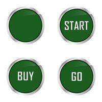 Set of four green buttons vector